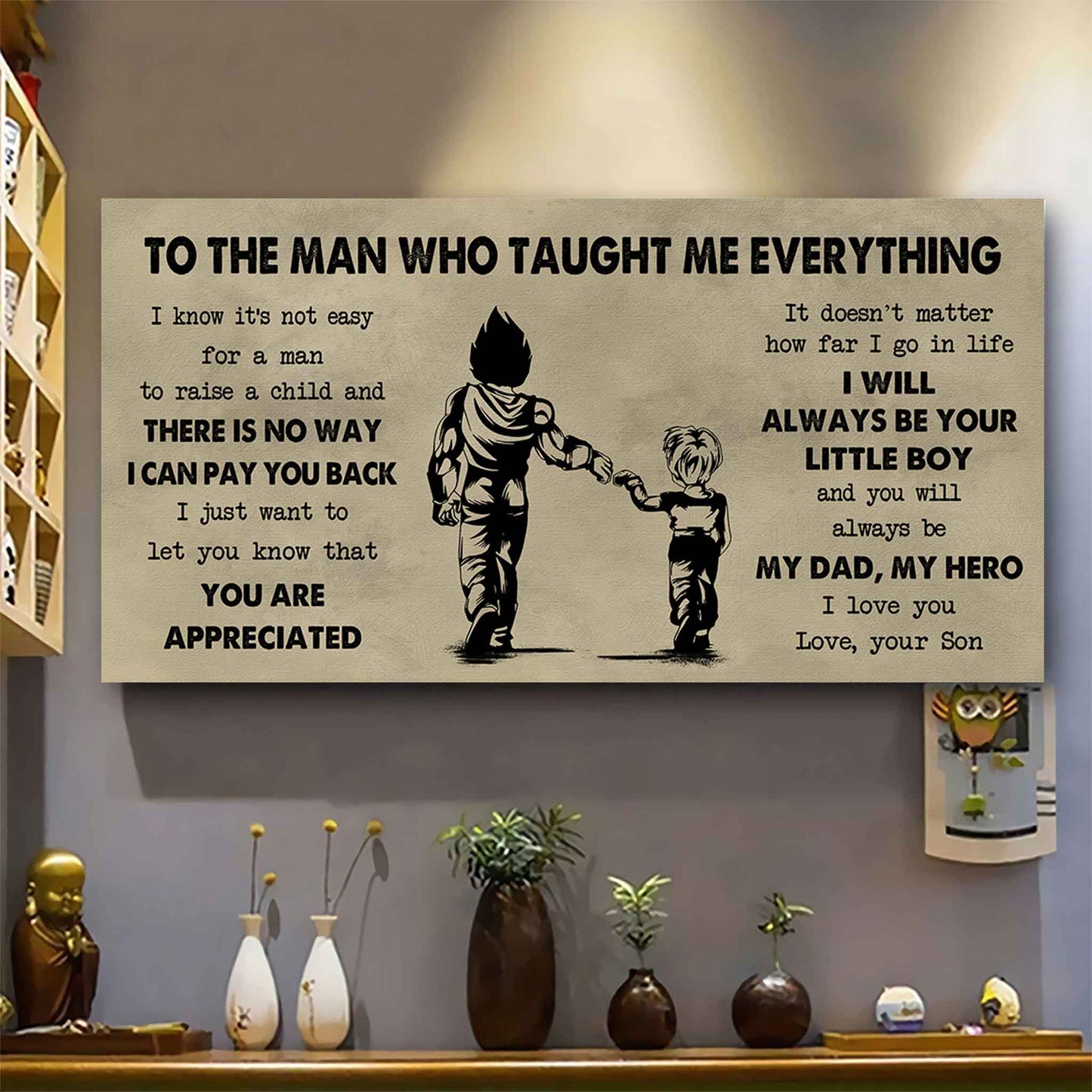 drb to the man who taught me everything - you will always be my hero poster canvas gift for father - photo upload