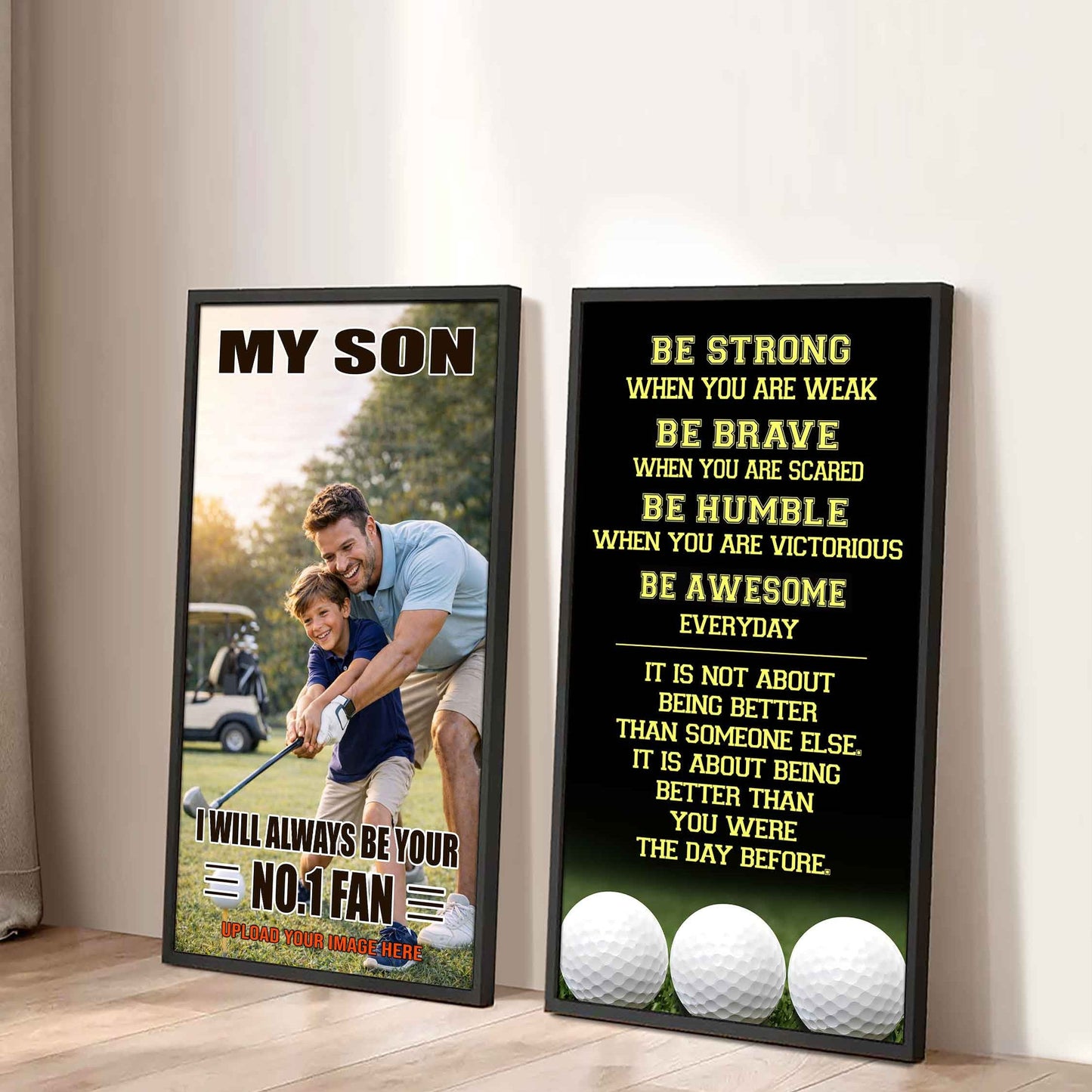 Baseball- My Son Be Strong When You Are Weak Be Awesome Everyday Set 2 Canvas Wall Art From Dad To Son