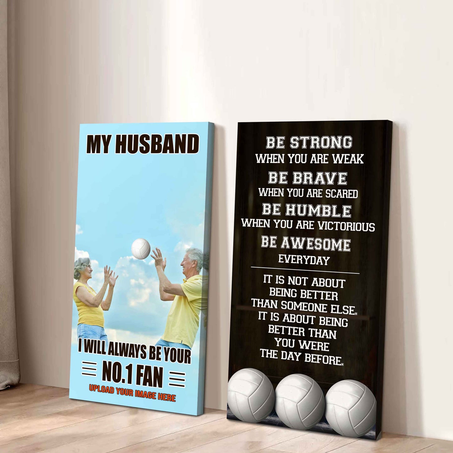 Sport Couple To My Husband Be Strong When You Are Weak Be Awesome Everyday Set 2 Canvas Wall Art