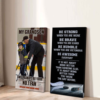 Baseball- My Grandson Be Strong When You Are Weak Be Awesome Everyday Set 2 Canvas Wall Art From Grandpa To Grandson