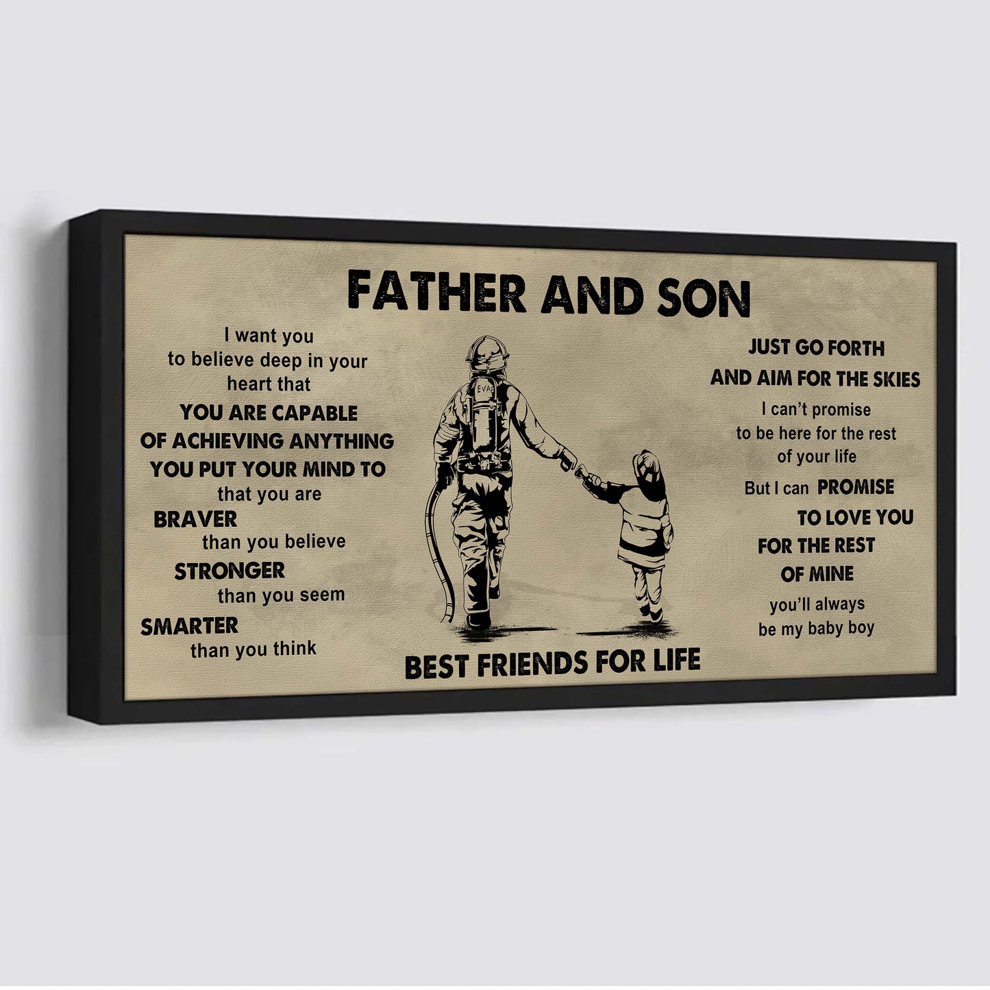 drb gk father and son best friends for life  - that you are braver than you believe poster canvas gift for son from father