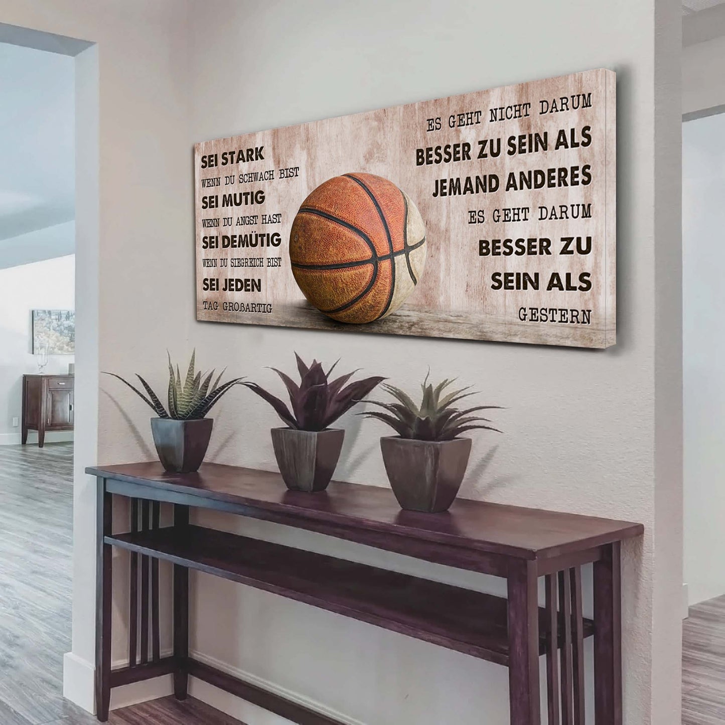 personalisierte basketball-leinwand-poster-sei stark, wenn du schwach bist, sei mutig, wenn du angst hast, sei demütig, wenn du siegreich bist, sei jeden tag großartig