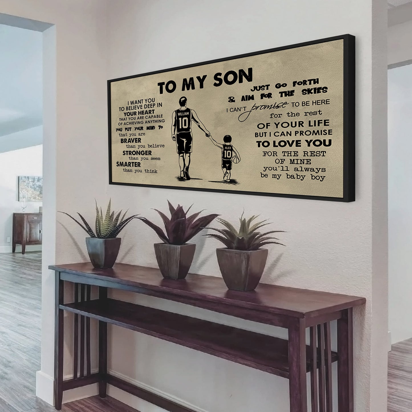 basketball to my son- i want you to believe- canvas poster