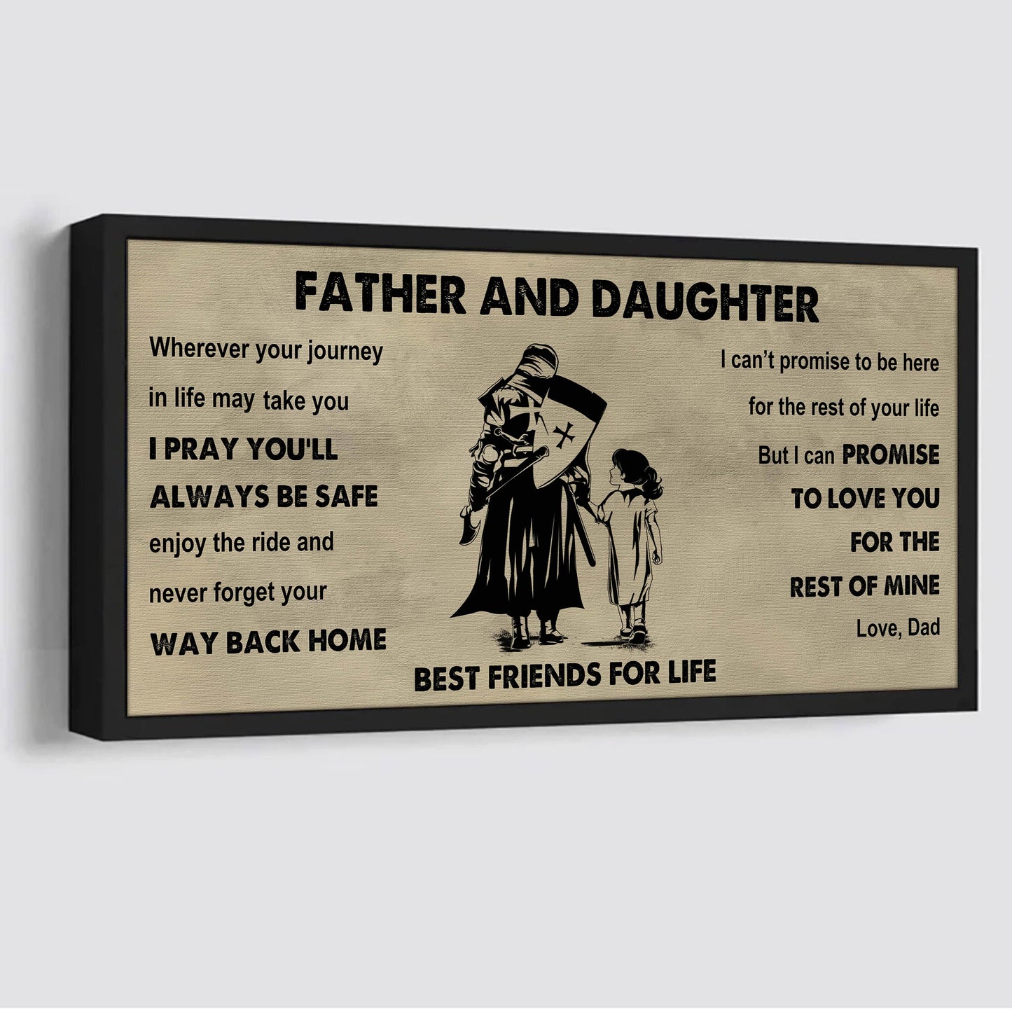 biker father and daughter best friends for life - ver 2 never forget your way back home poster canvas gift for daughter from father