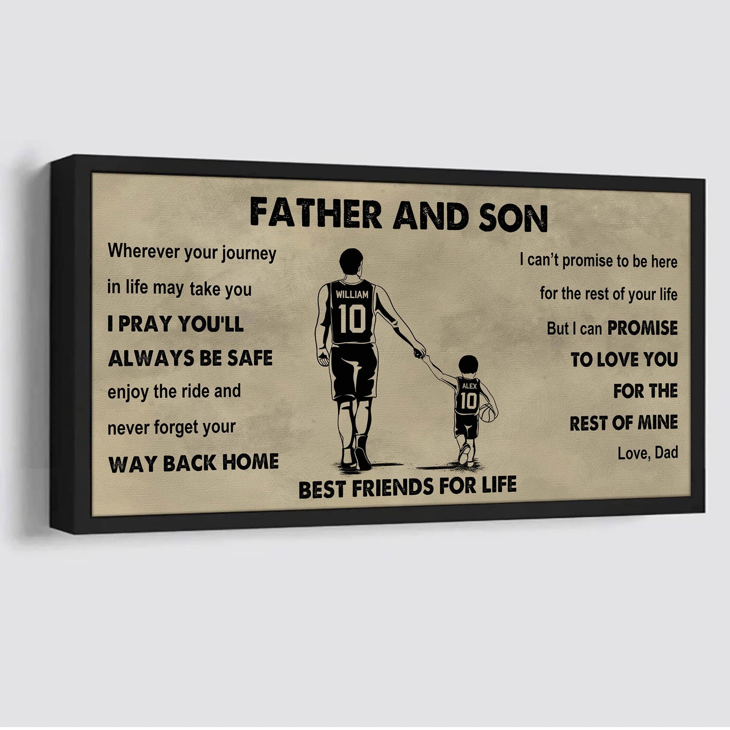 sport-family father and son best friends for life - ver 2 never forget your way back home poster canvas gift for son from father