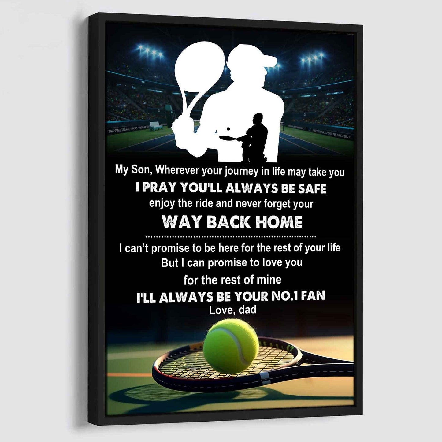 sport poster canvas dad to son - never forget your way back home i will always your no 1 fan