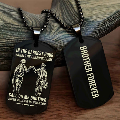 Cowboy Customizable engraved black dog tag double sided gift from brother, brother forevers