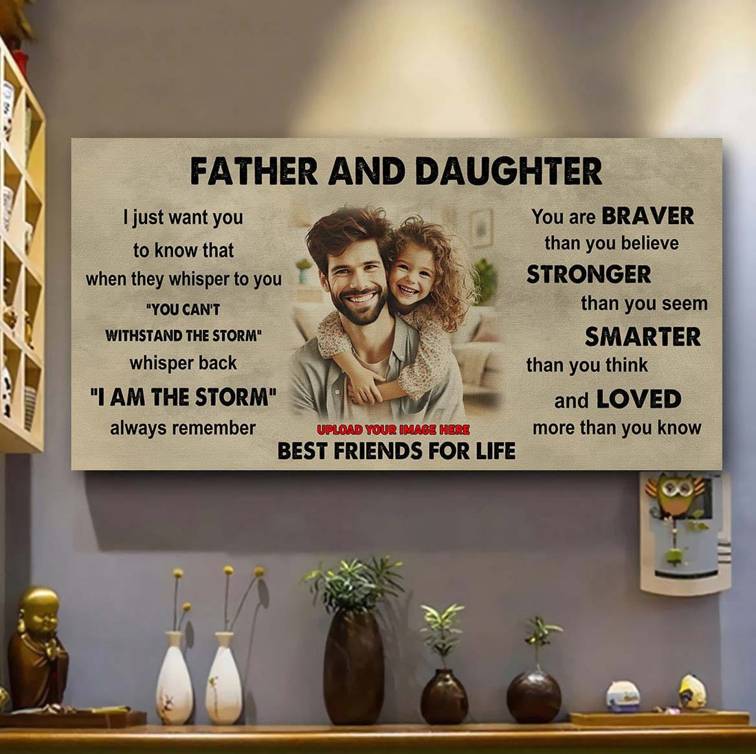 drb father and daughter best friends for life - i am the storm poster canvas gift for daughter from father