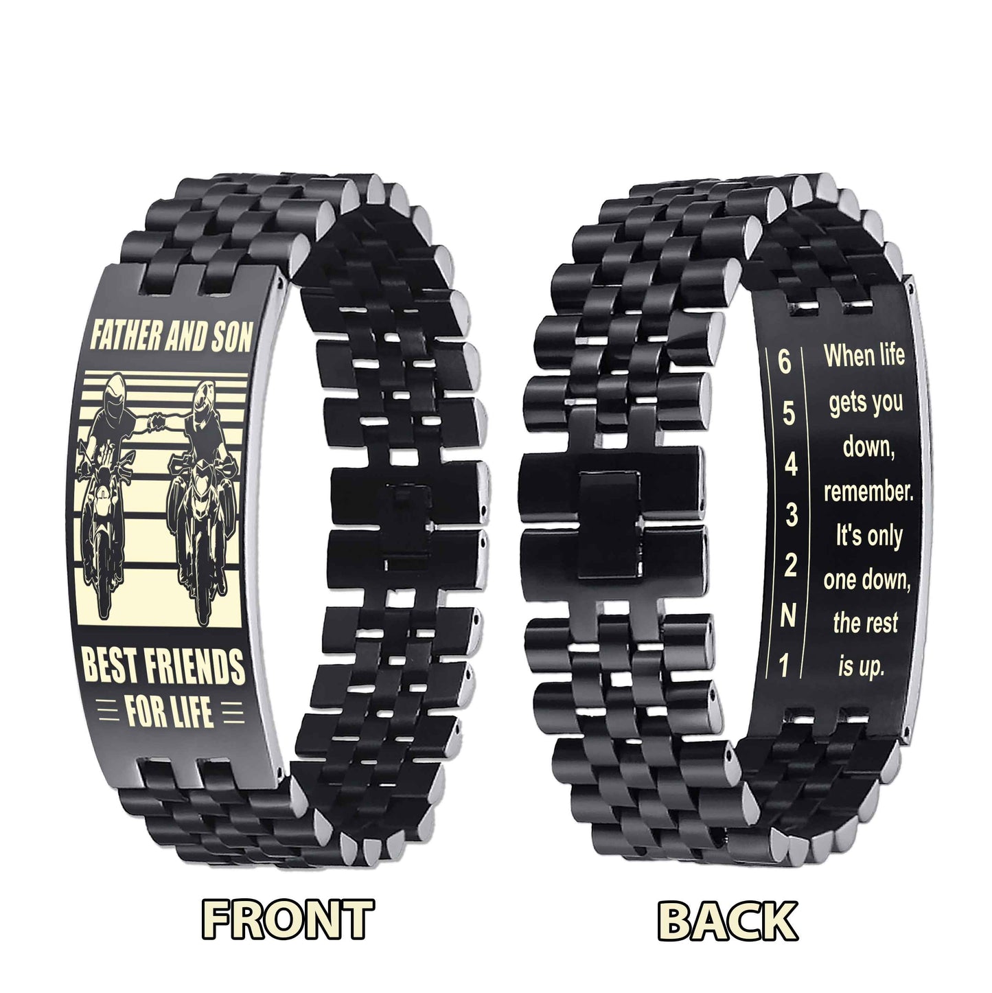 Biker double side bracelet for brother, When life gets you down, remember. It’s only one down, the rest is up.