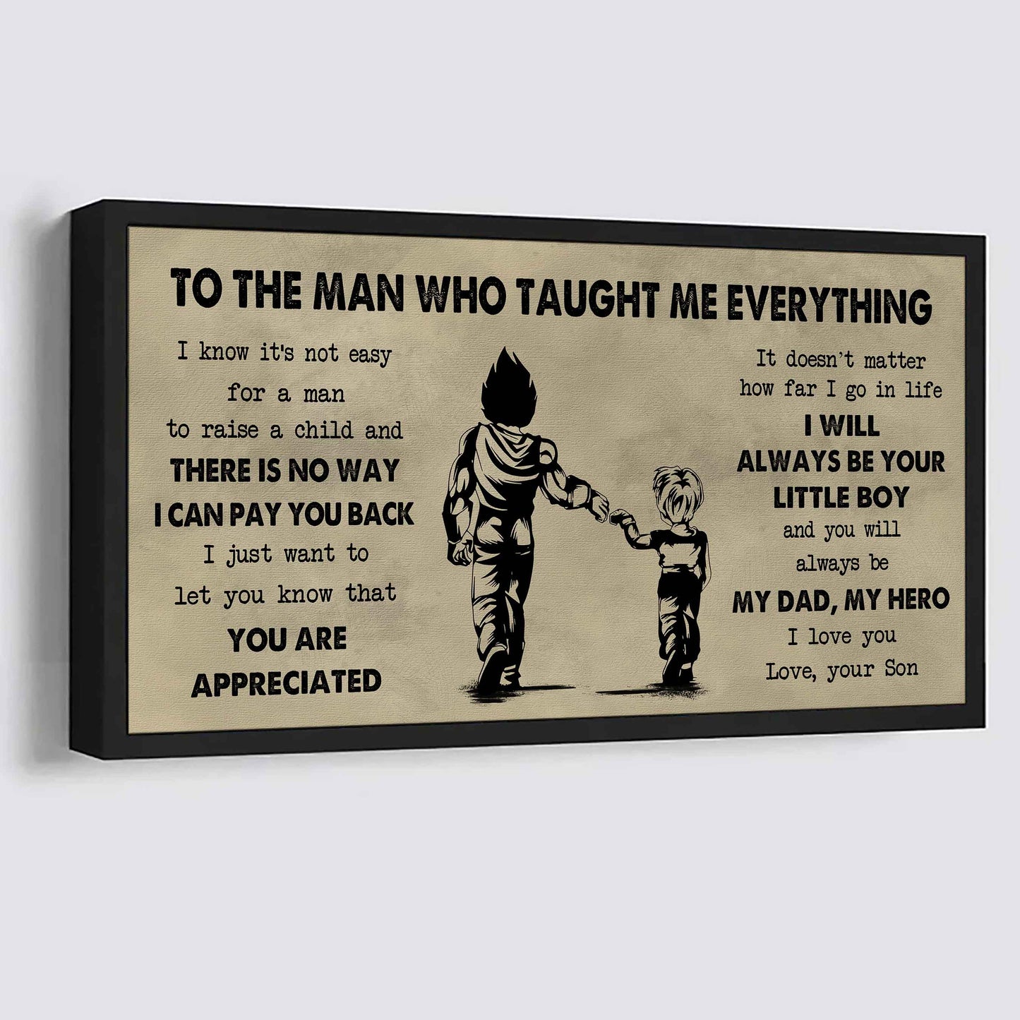 drb to the man who taught me everything - you will always be my hero poster canvas gift for father - photo upload