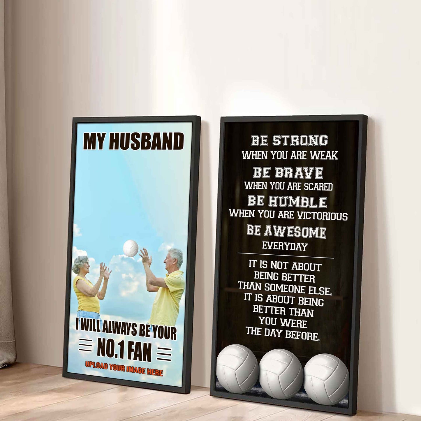 Sport Couple To My Husband Be Strong When You Are Weak Be Awesome Everyday Set 2 Canvas Wall Art