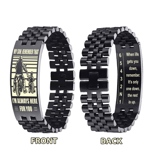 Biker double side bracelet dad to son, When life gets you down, remember. It’s only one down, the rest is up.