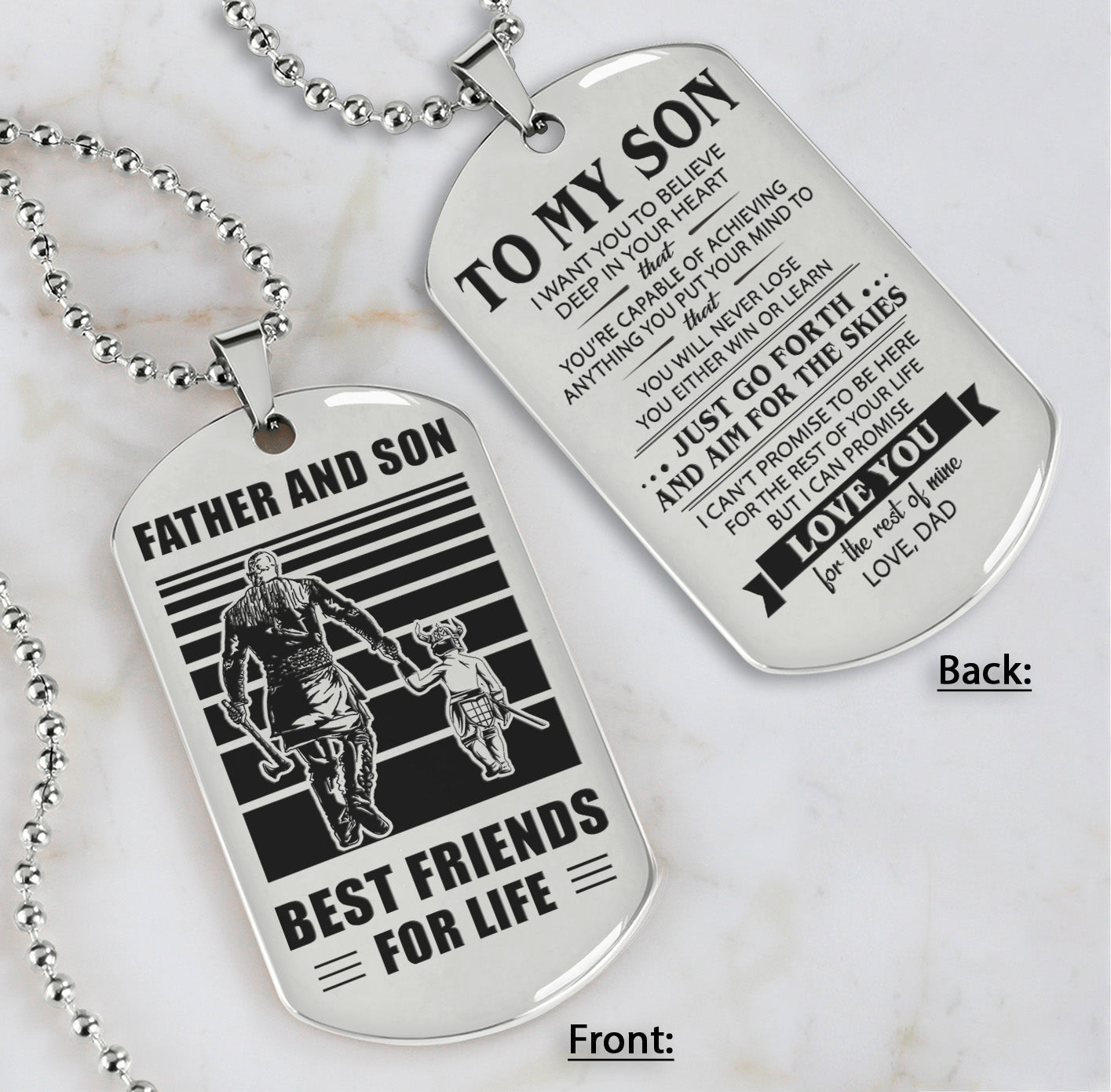 hm12 - customizabled double sided dog tag father and son best friends for life