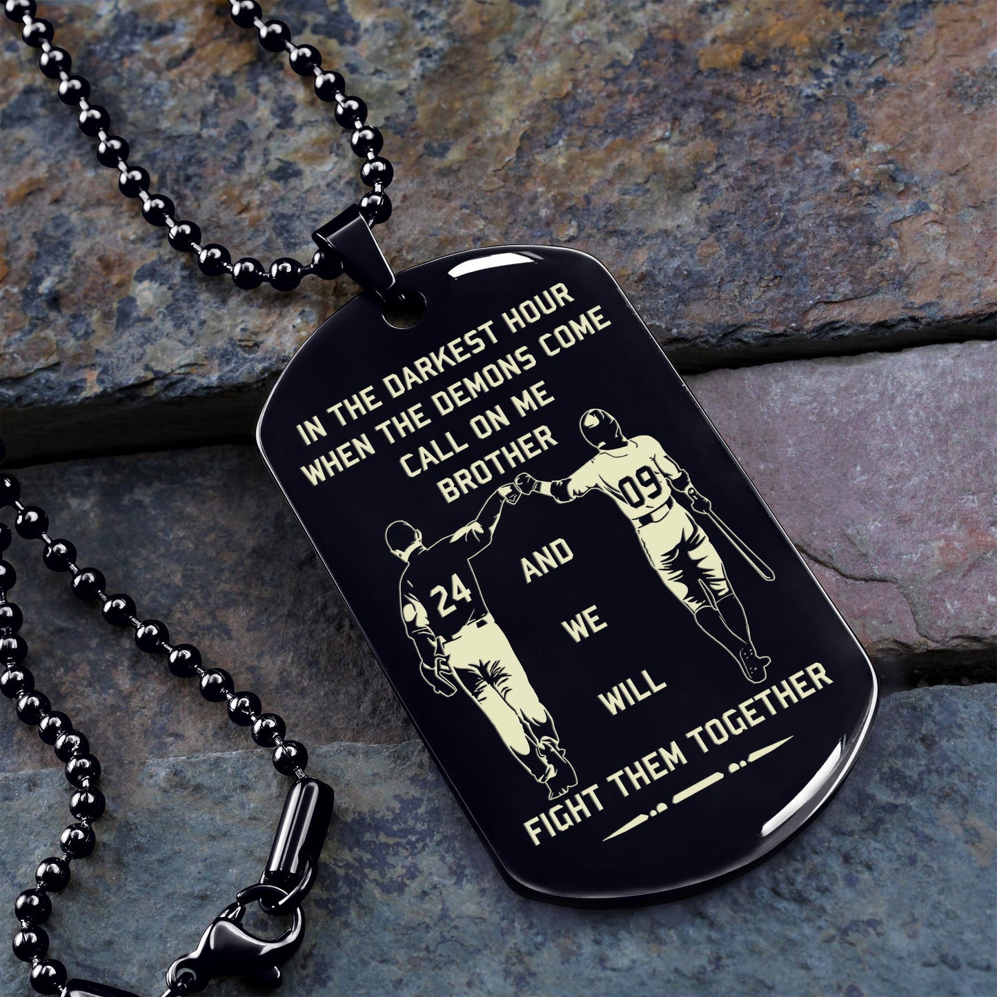 customizable engraved black dog tag double sided gift from brother, brother forever