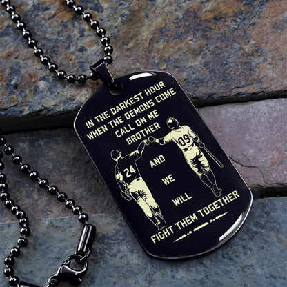 Spartan customizable engraved black dog tag double sided gift from brother, brother forever