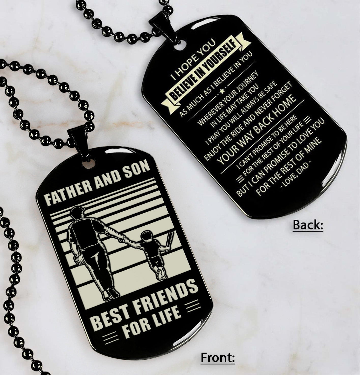 basketball wbh personalized double sided dog tag father and son best friends for life - message on the back side