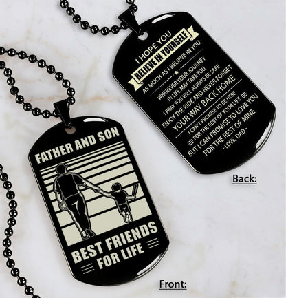 Soccer STO Personalized Double Sided Dog Tag Father And Son Best Friends For Life - Message on the back side