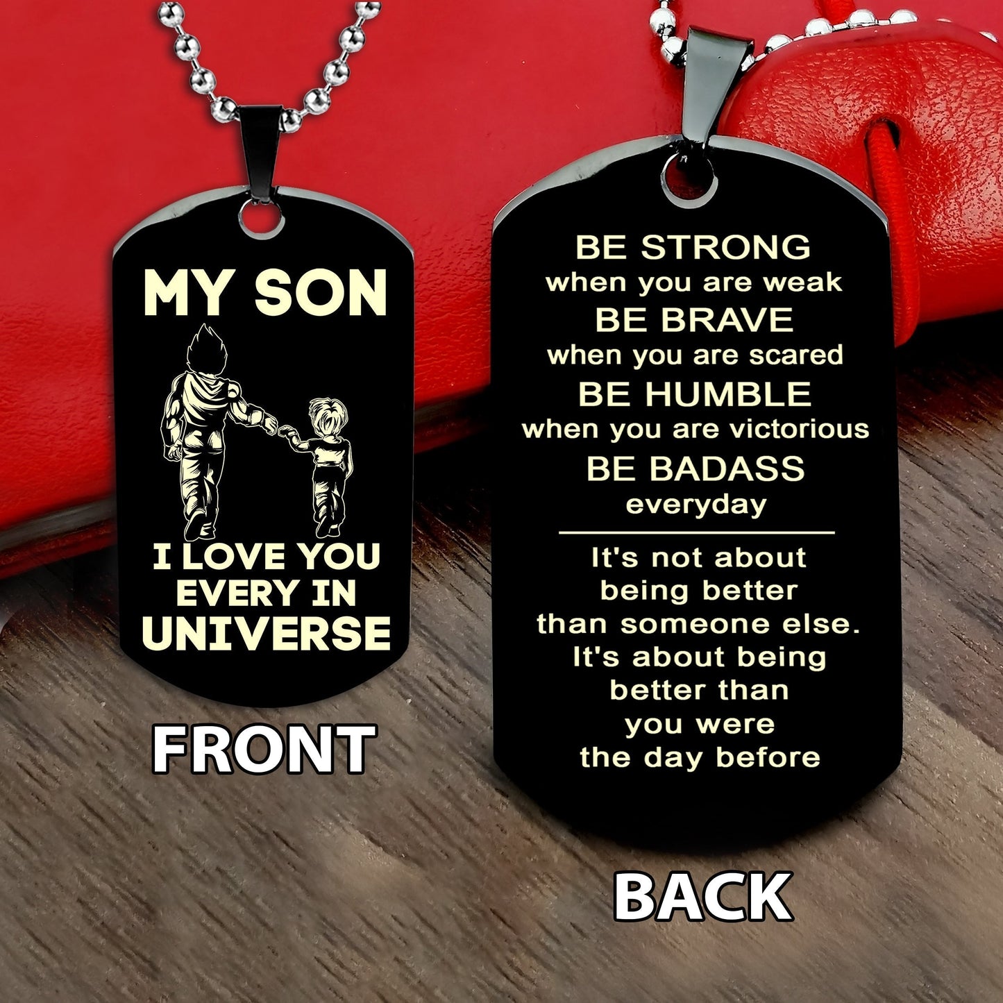 to my son double sided dog tag be strong be brave gift from dad to son