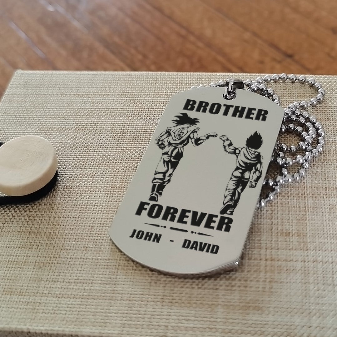 biker customizable engraved black dog tag double sided gift from brother, brother forever