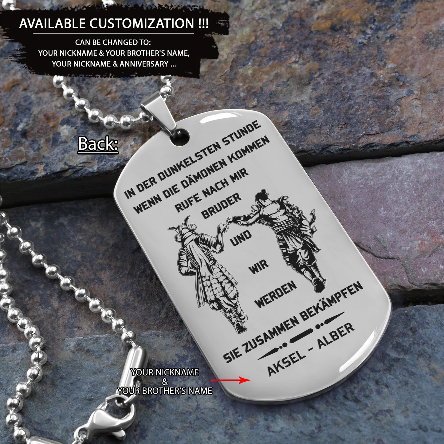 germany-call on me brother engraved dog tag, gift for brothers