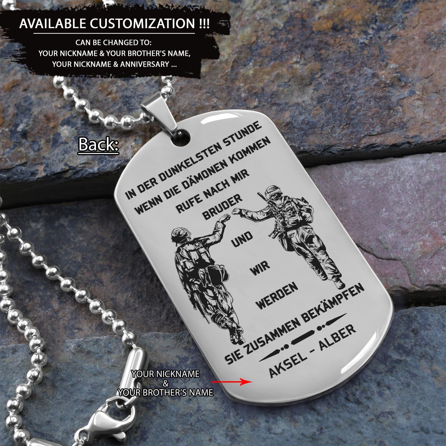 germany-call on me brother engraved dog tag, gift for brothers