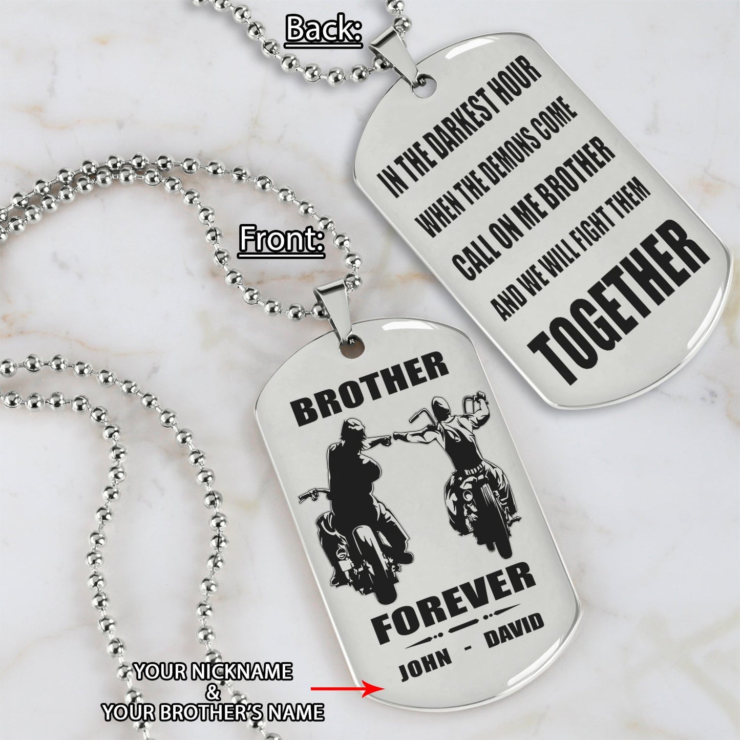 ver3 vikings customizable engraved black dog tag double sided gift from brother, brother forever