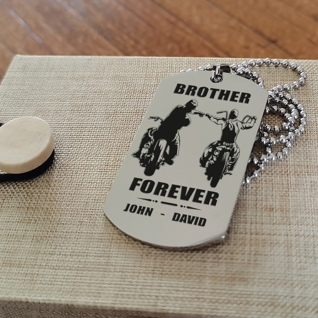 customizable engraved black dog tag double sided gift from brother, brother forever