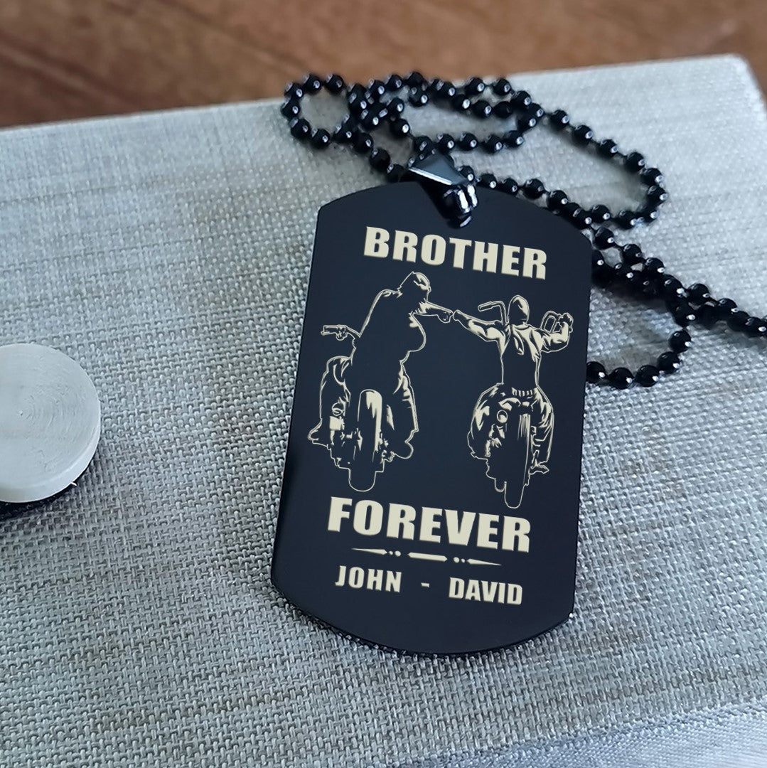 spartan customizable engraved black dog tag double sided gift from brother, brother forever