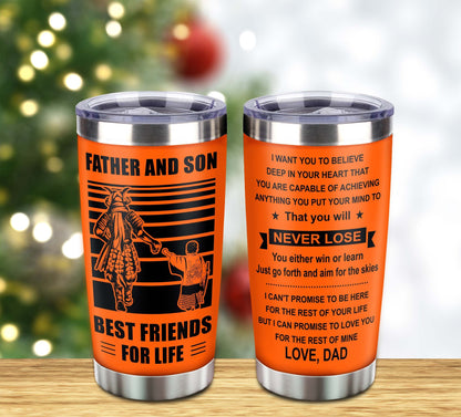 WBH Customizable DRB tumbler, gifts from Dad To Son Father And Son Best Friend For Life With Inspriration Message