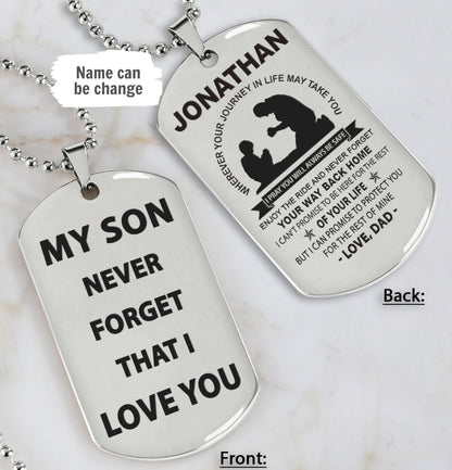 Family double sided dog tag from dad to son