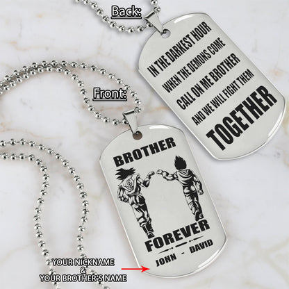 Customizable engraved black dog tag double sided gift from brother, brother forever