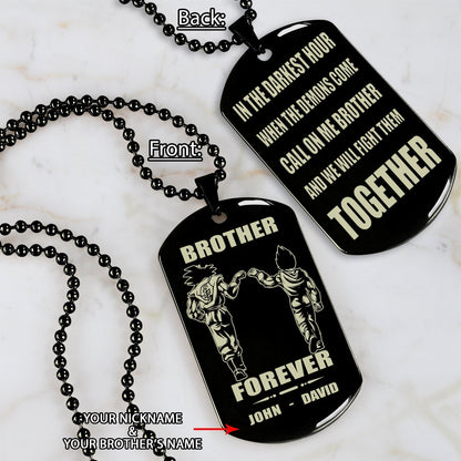 Spartan Call on me brother engraved white dog tag double sided. gift for brothers