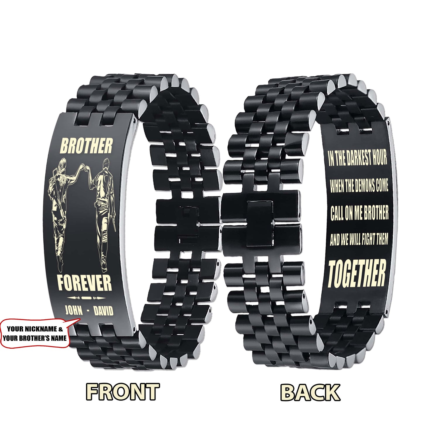 vikings-customizable engraved brother bracelet double sided gift from brother, brother forever