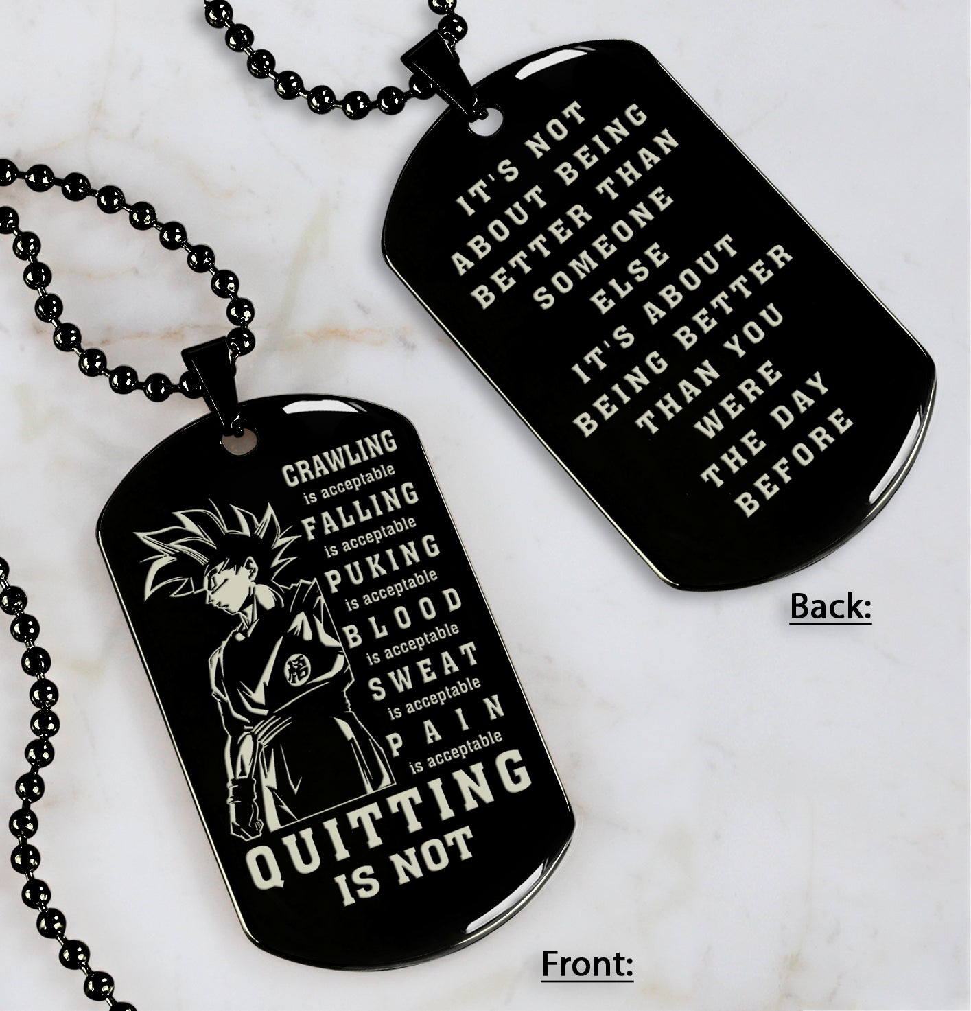 customizable double sided dog tag quiting is not, it's about being better than you were yesterday