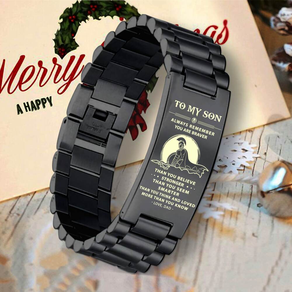 spartan engraved bracelet dad mom to son, your way back home