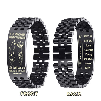 Biker double side bracelet for brother, When life gets you down, remember. It’s only one down, the rest is up.