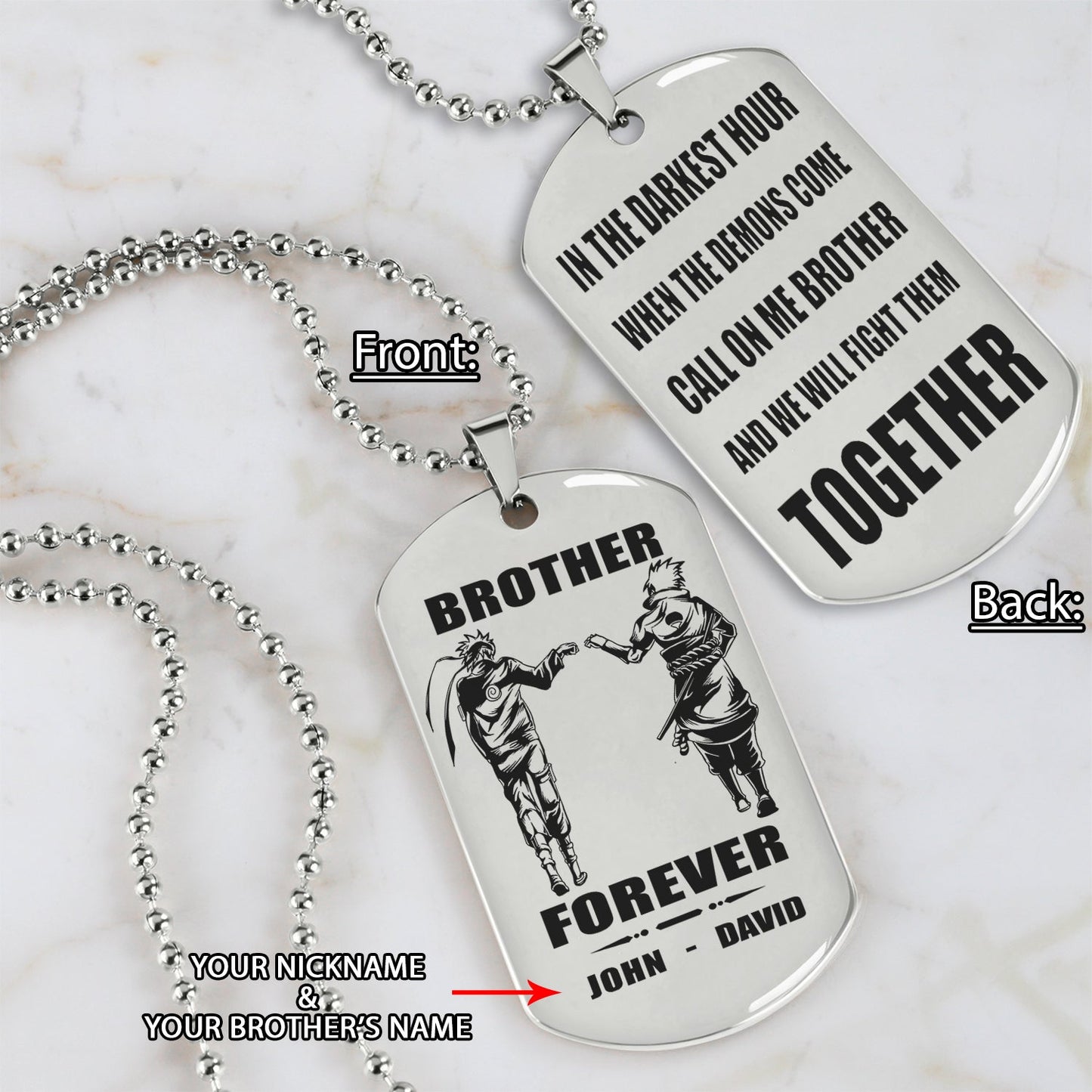 ver3 vikings customizable engraved black dog tag double sided gift from brother, brother forever