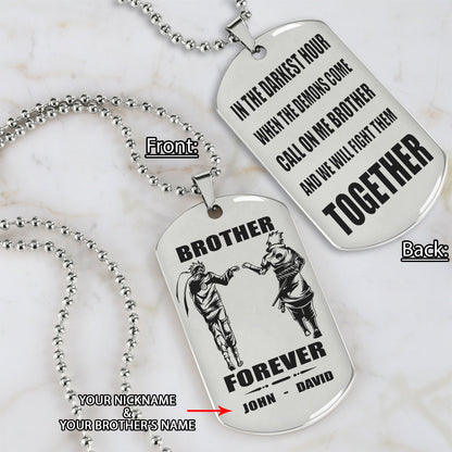 Biker customizable engraved black dog tag double sided gift from brother, brother forever