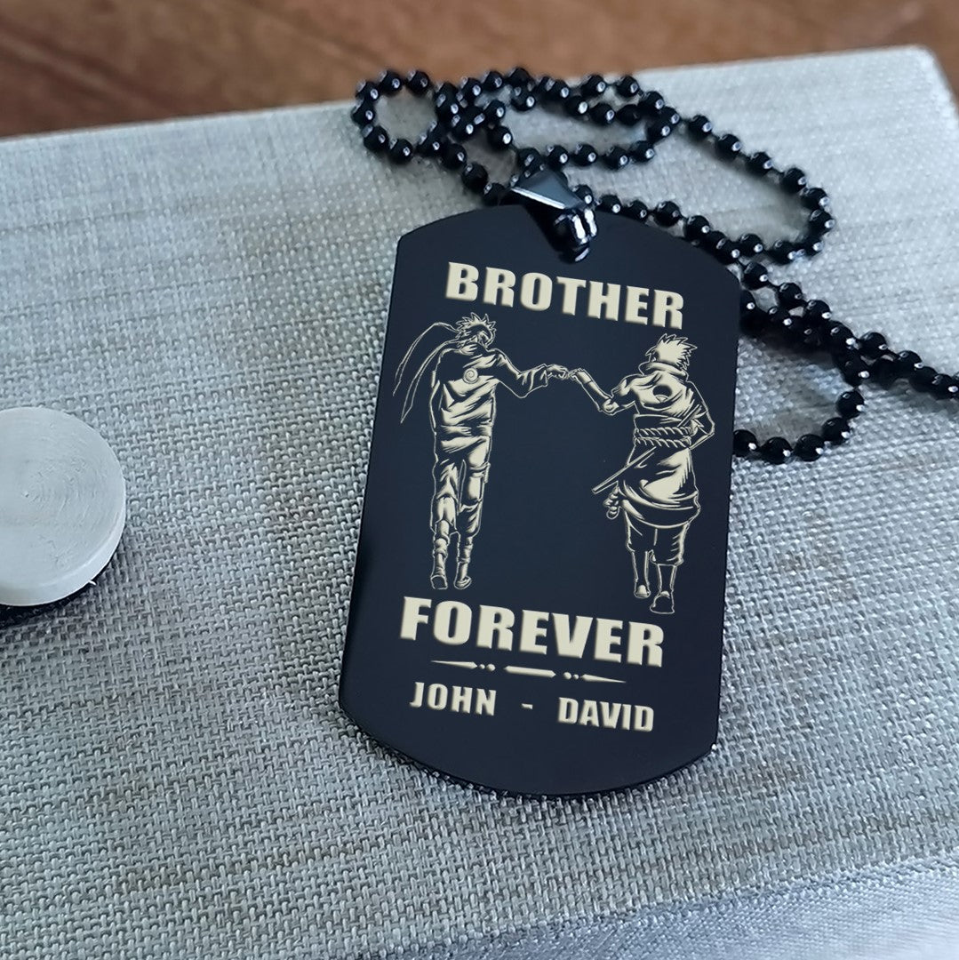 biker customizable engraved black dog tag double sided gift from brother, brother forever