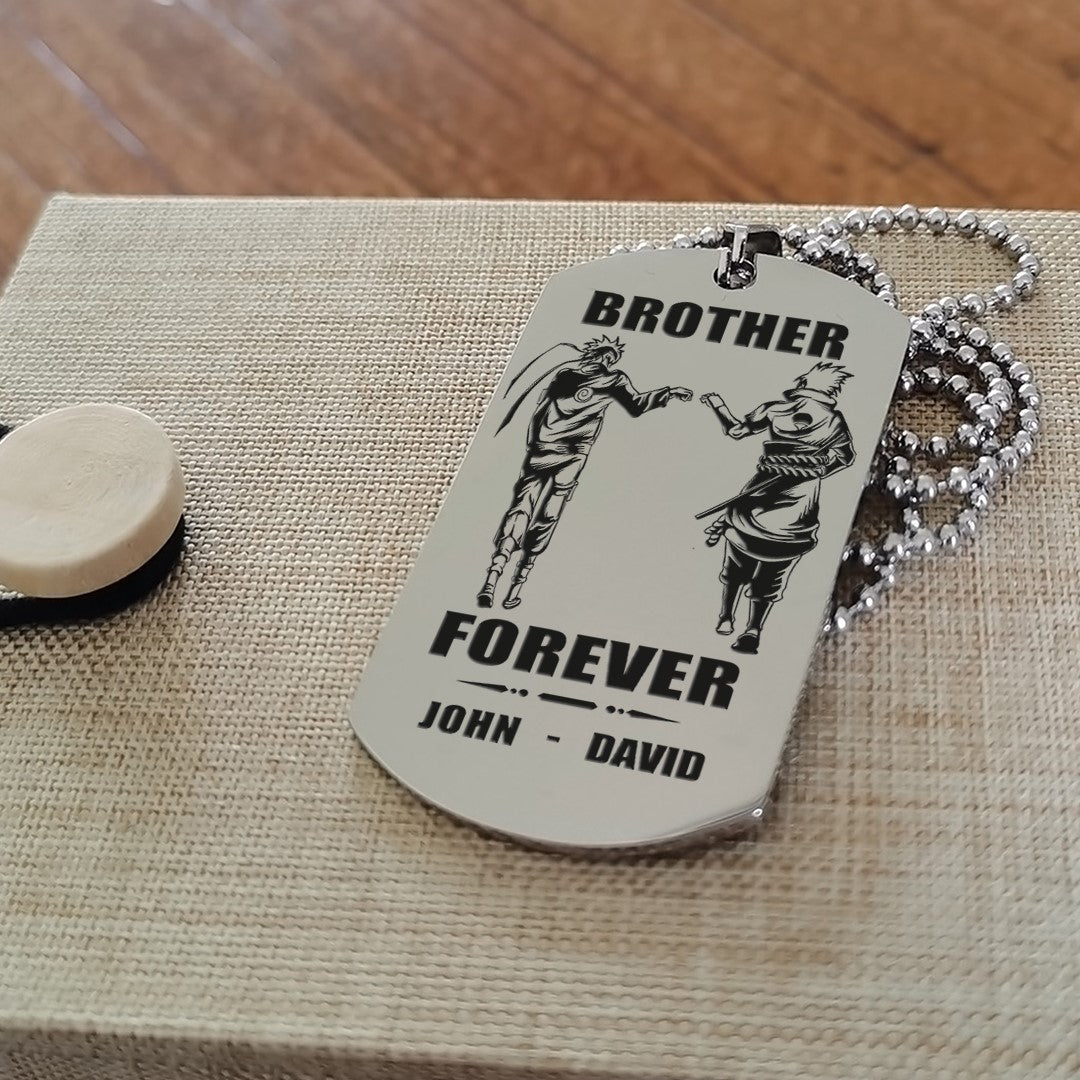 customizable engraved black dog tag double sided gift from brother, brother forever