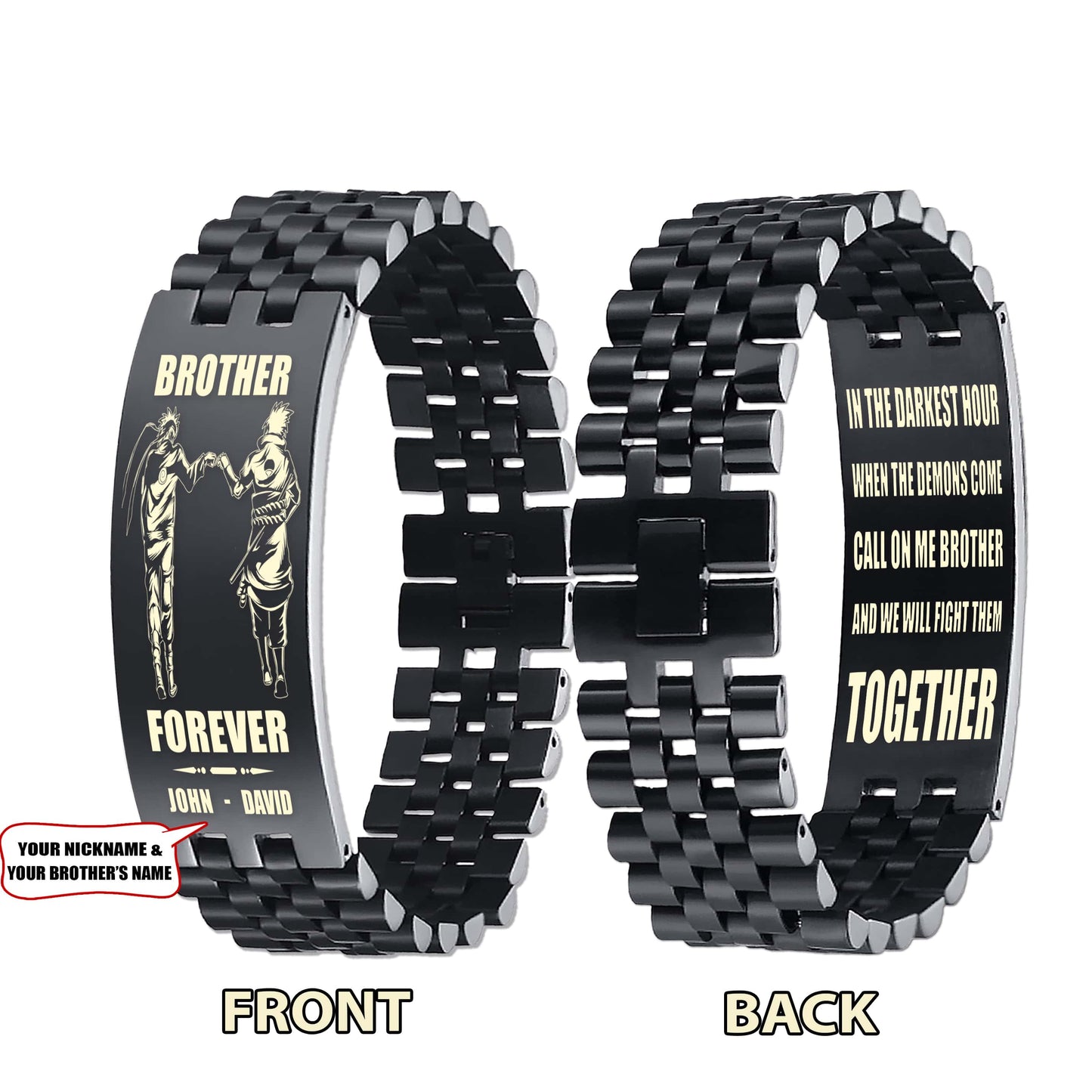 spartan-customizable engraved brother bracelet double sided gift from brother, brother forever