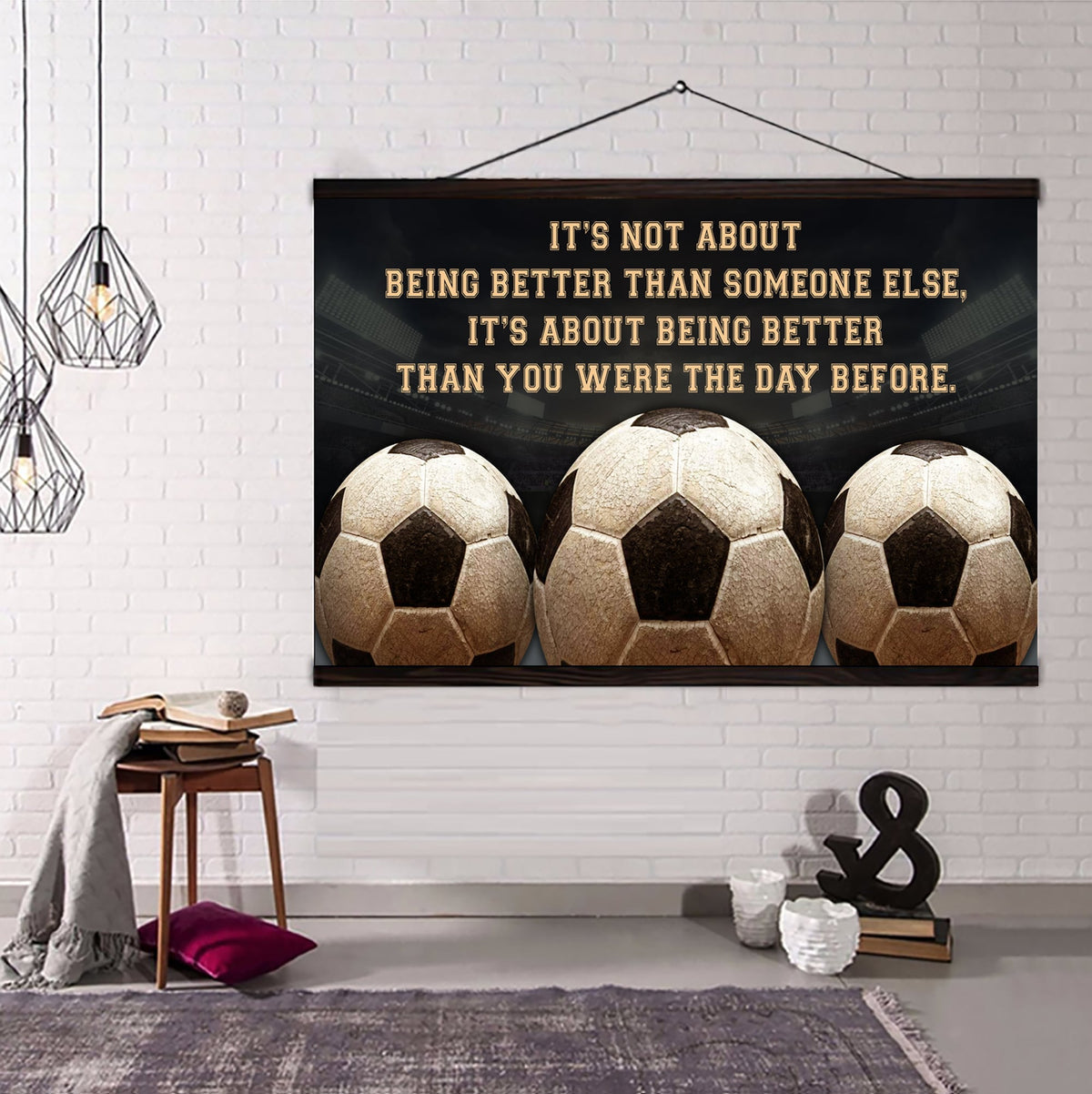 hockey customizable poster canvas - it is not about being better than someone else, it is about being better than you were the day before