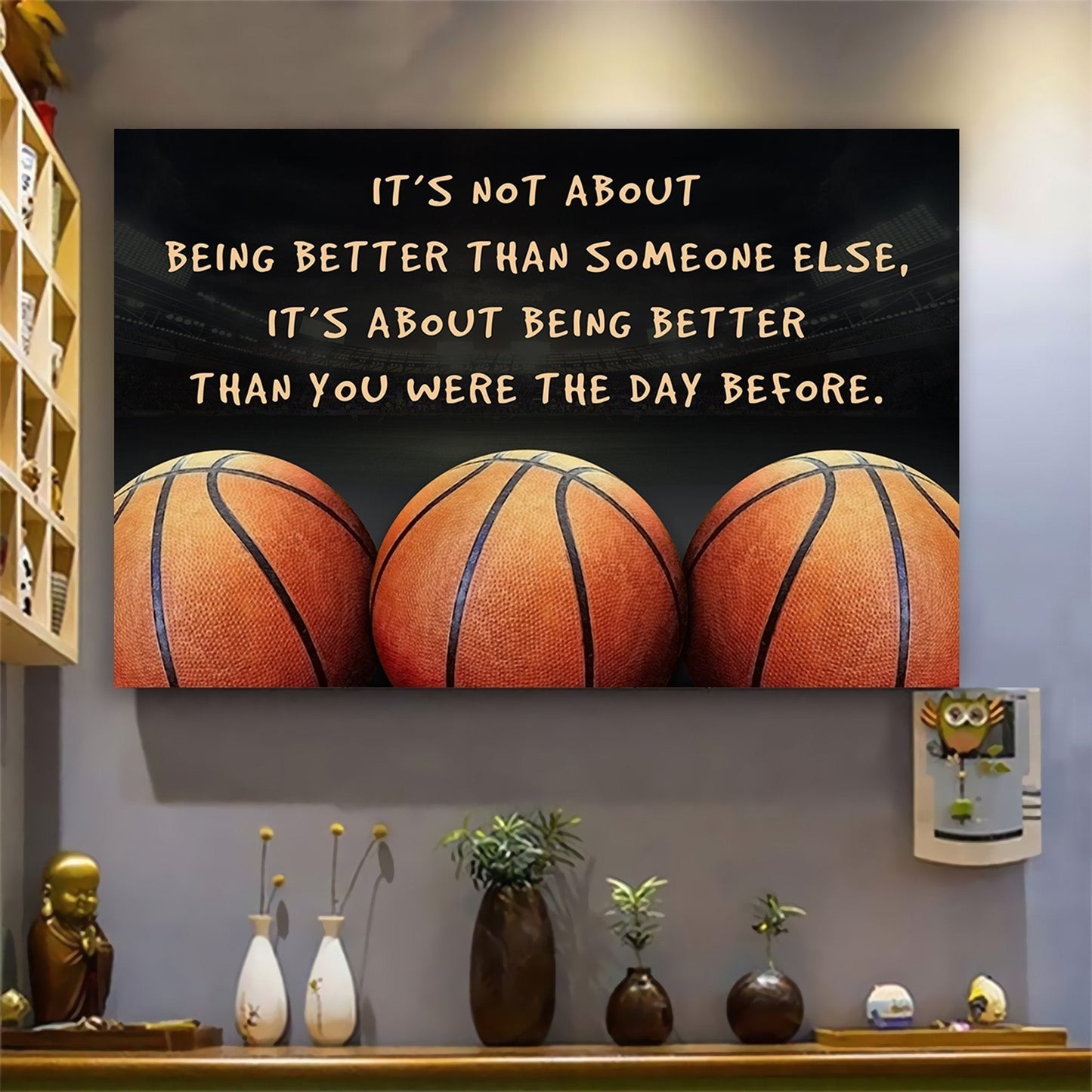 racing customizable poster canvas - it is not about better than someone else, it is about being better than you were the day before