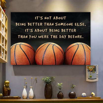 Running customizable poster canvas - It is not about better than someone else, It is about being better than you were the day before