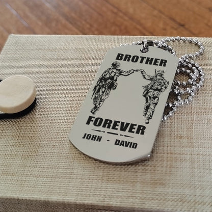 Customizable engraved black dog tag double sided gift from brother, brother forever