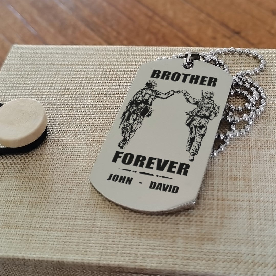 soldier customizable engraved black dog tag double sided gift from brother, brother forever