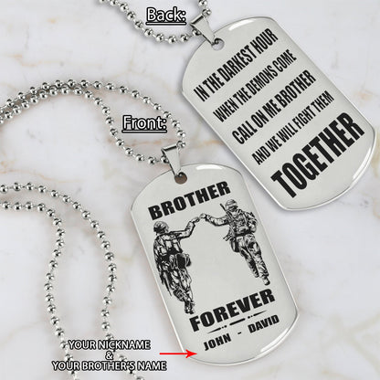 Biker customizable engraved black dog tag double sided gift from brother, brother forever