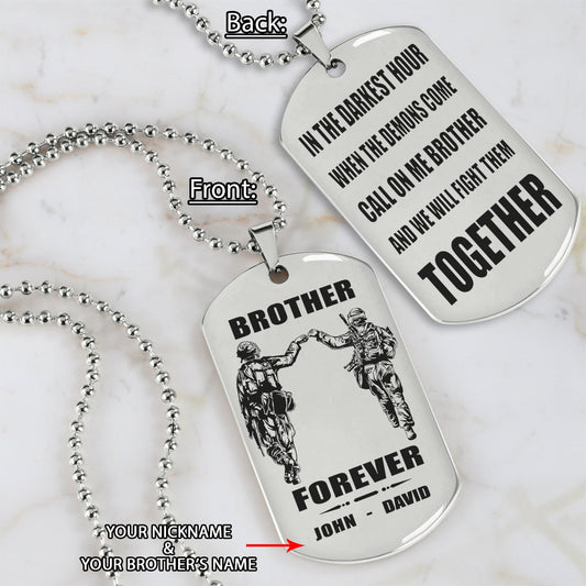 Soldier Call on me brother engraved dog tag white double sided. gift for brothers, veteran day gifts