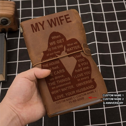 Perfect for anniversaries, birthdays, or just because-Vintage Journal Husband to wife Meeting you was fate