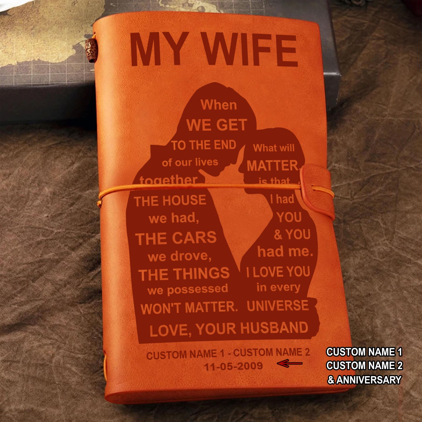 perfect for anniversaries, birthdays, or just because-vintage journal husband to wife meeting you was fate